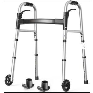 Adjustable Silver Walker with Wheels